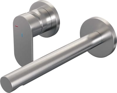 Brauer Brushed Edition inbouw wastafelmengkraan met rechte uitloop en rozetten model C2 RVS geborsteld PVD