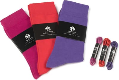 Owen Smith Style Kit - 3 paar Herensokken met Veters, rood paars roze, maat 39-42 veterlengte 75cm