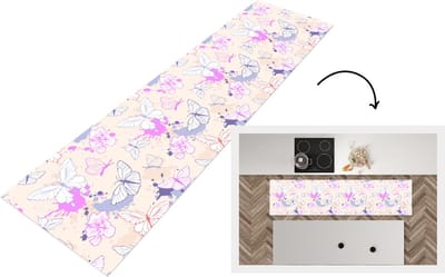 Keukenloper - Loper keuken - Vlinder - Patronen - Bloemen - 200x50 cm - Keukenloper vinyl