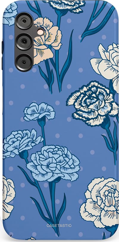 Casetastic hoesje geschikt voor Samsung Galaxy A14 (2023) 5G / Samsung Galaxy A14 (2023) 4G - Dubbellaagse bescherming - Anjer melange - Fashion Case - Lavendel Petrol Zilver