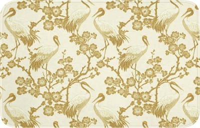 WC mat 80x50 cm - Antislip - Kraanvogels - Kersenbloesem - Goud - Toiletmat - Vloermat - Douchemat - Toilet tapijt - Toiletmatten