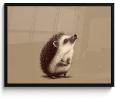 Poster in lijst - Fotolijst 80x60 cm - Posters - Egel - Snuitje - Bruin - Stekels - Posterlijst zwart - Decoratie - Wanddecoratie woonkamer - Muurdecoratie slaapkamer