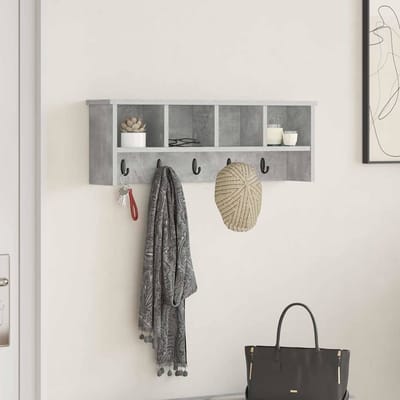 vidaXL - Wandgemonteerde - kapstok - Muurmontage - Beton - Grijs - 75 - x - 16 - x - 26 - cm