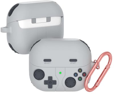 Telestore - hoesje geschikt voor Samsung Galaxy Buds3 FE / Buds 3 / 3 Pro soft case cover - grijs Game Console - TPU hoesje Beschermhoes - Samsung Galaxy Buds3 FE / Buds 3 / 3 Pro Cover - Buds3 FE hoesje - gel hoesje met sleutelhanger