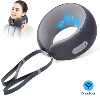 Home Vibes® Nekmassage Apparaat - Vliegtuig Veilig - Massage Apparaat - Lange Batterijduur - Memory Foam - Verstelbaar - Nek Massage - 2 Massage Standen - Donker Grijs