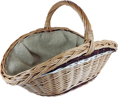 Rieten Houten Mand - Blokmand Jute - Haardhout Opslag - Handgemaakt Duurzaam - 65x40x27/40cm - Natuurlijk Bruin
