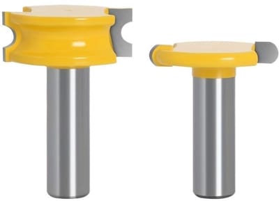 Freesset 2-delig - Houtfrees Set - Houten Randen Frezen - T-sleuf en Roundover - 8mm 1/4 1/2 inch - Zilverkleurig
