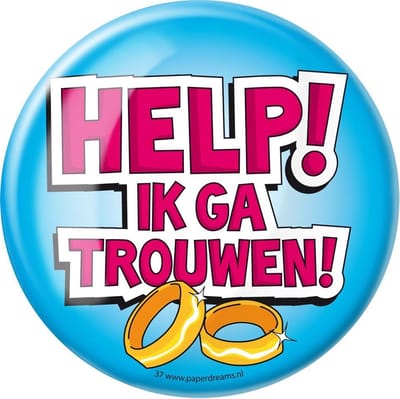 Paperdreams - Button XL - Help ik ga trouwen