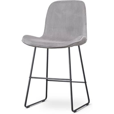Nolon Nino-Fé Barkruk Ribstof Warm Grijs - Zwart Onderstel - 65 cm - Stof - Kookeiland - Barkruk met Rugleuning