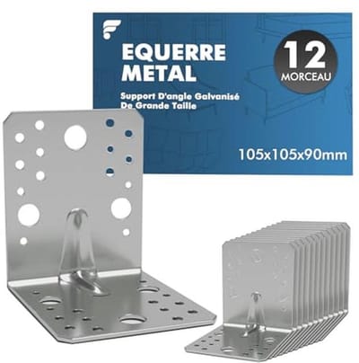 Hoekverbinder 12 stuks, 105 x 105 x 90 mm, 90 graden, galvanisch verzinkt, voor meubels en constructies
