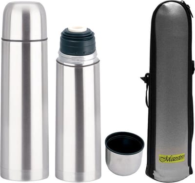 Thermos geïsoleerde fles met drinkbeker en draagtas voor warme of koude dranken (1000ml)