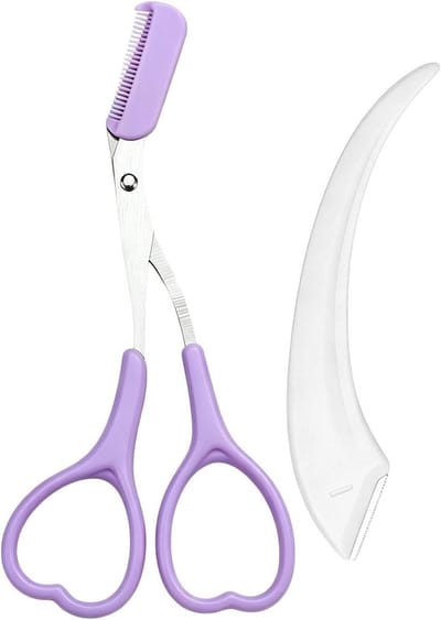 Wenkbrauwschaar - Gezichts Haar Trimmer - Precisie Verzorging - Anti-slip Grip - 13x6cm - Paars