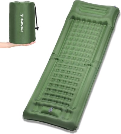FIBILA Opblaasbare Slaapmat - Zelfopblazend Matras - Luchtbed - Opblaasbare Bed -Camping Mat - Reis Matras - Ingebouwde Pomp - Extra Dikke 4 Inch Dikte - Comfortabele Ondersteuning voor Backpacken en Kamperen - Waterbestendig en Compact - Blauw