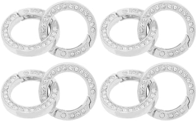 Dailygoods- Karabijnhaak Ronde Gesp - Sleutelhanger - Tassenclip - Roestbestendig - Lichtgewicht - 35 mm met Strass-steentjes