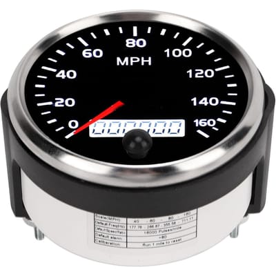 3,3 inch 12V/24V snelheidsmeter met LCD-display (0-160 mph) en witte amberkleurige achtergrondverlichting voor auto, vrachtwagen en boot. black
