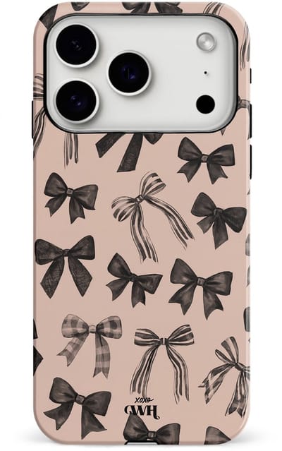 xoxo Wildhearts telefoonhoesje geschikt voor iPhone 17 Pro - Winter Muse - Double Layer - Hard case met dubbele beschermlaag - Beschermhoes shockproof case - Hoesje met strikjes - Beige