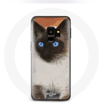 Case voor Samsung Galaxy S9 Siamese Kat Zwart en Wit Blauwe Ogen