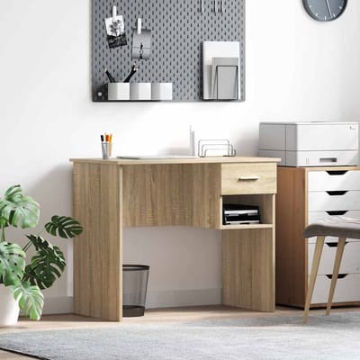 vidaXL - Bureau - Sonoma - Eik - 90 - x - 49 - x - 75 - cm - Bewerkt - hout
