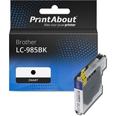 PrintAbout huismerk Inktcartridge LC-985BK Zwart Geschikt voor Brother