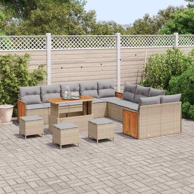 vidaXL - Tuinbank - Set - 14 - st - 14-Aantal - zitplaatsen - Beige - en - Lichtgrijs