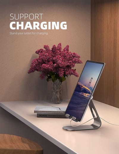 Tabletstandaard,verstelbare tablethouder - Desktopstandaard Dock compatibel met New Pad 2019 Pro 10.2/10.5/9.7/12.9, Air mini 2 3 4, Nintendo Switch, Samsung Tab, andere tablets - Grijs