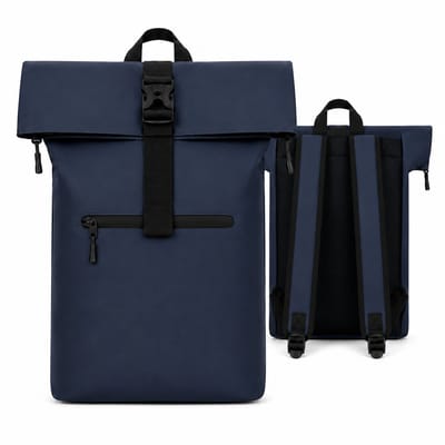 THL Design - Rolltop Rugzak 20 Liter - Laptoptas 15.6 Inch - Schooltas - Rugtas met Laptopvak - Donkerblauw