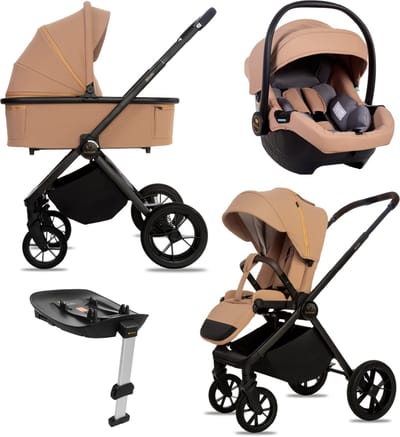 BabyLux® Kinderwagen 4in1 Set BOLDO, Opvouwbare Lichtgewicht Combi Kinderwagenset Incl. Reiswieg, Buggy, I-Size Kinderzitje, Autostoel, 4 Verstelbare Standen, 0-22kg, Uv-Bescherming 50+