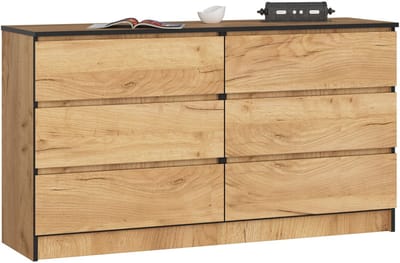Ladekast K140 met 6 Lades / AKORD Furniture Factory / Craft Eik / 138 x 77 x 40 cm