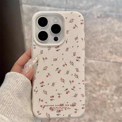 Bloemen Telefoonhoesje Voor iPhone 13 Hoesje iPhone 16 Pro 11 12 14 15 Pro Max 16 15 Plus Snoepkleur Lederen Textuur Schokbestendige Cover For iPhone 14 Plus gray