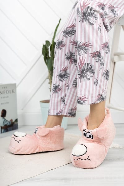Unisex - Pluche - Huisschoenen - Huislaarzen - Maat 36 - Roze