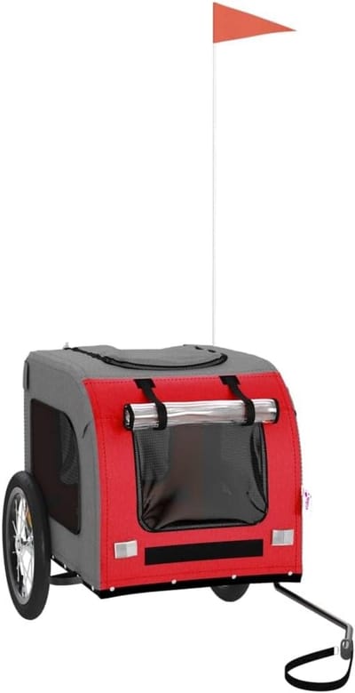 Hondenfietskar - Huisdieraanhanger - Comfortabel Reizen - Waterdicht Oxford Weer - 125 x 64 x 66 cm - Rood Grijs