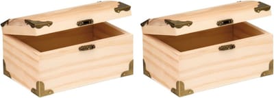 Houten kistje ronde deksel - Set van 2x stuks - 18 x 12,5 cm - Schatkist - sieraden/juwelen - Kistjes schilderen