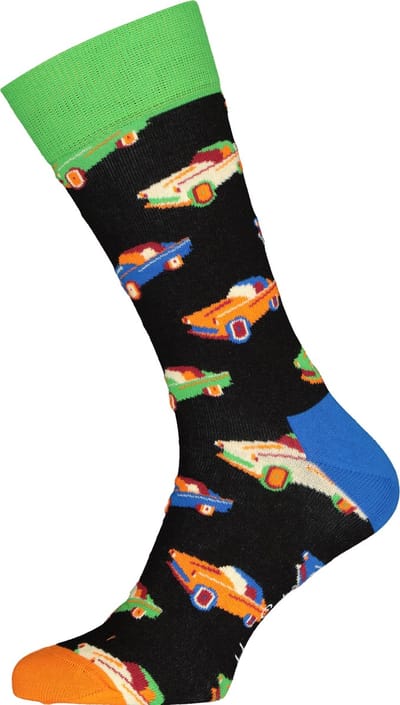 Happy Socks Car Sock - zwart met autootjes - Unisex - Maat: 36 - 40