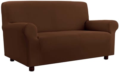 Dailygoods- Bankovertrekken Bi-elastisch - Bruin - Polyester - Uittrekbaar - Voor 3 Plaatsen - Geschikt voor Hele Bank - Bankhoes