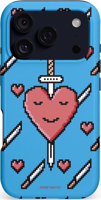 Casetastic hoesje geschikt voor Apple iPhone 17 Pro - MagSafe - Dubbellaagse bescherming - Zwaard saga - Fashion Case - Lichtblauw Zwart Koraal