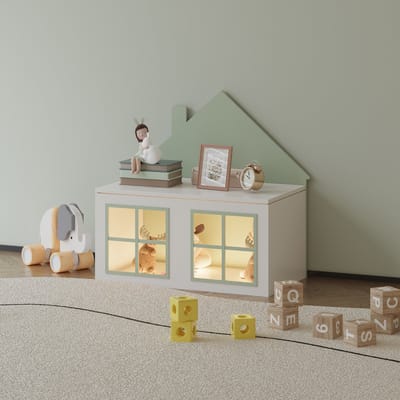 Speelgoedkist Vipsali 56x60x33 cm mintgroen en wit [en.casa]