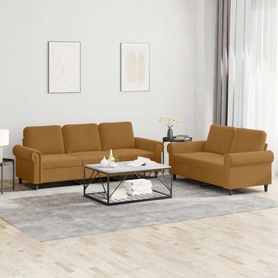vidaXL - 2-delige - Loungeset - met - kussens - fluweel - bruin