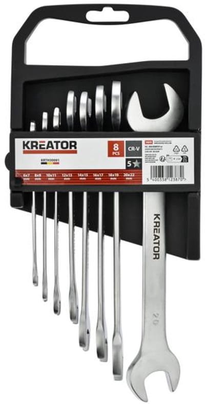 Kreator Sleutelset KRTH30001 - 6-22mm - dubbele steeksleutel - 8 stuks