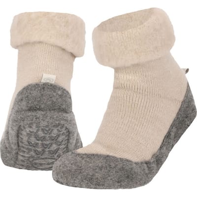 Heat Essentials - Wollen Pantoffel Sokken - Unisex - Beige - 43/44 - Cosyshoe Antislip Sokken - Pantoffels Heren Sloffen Heren - Huissokken