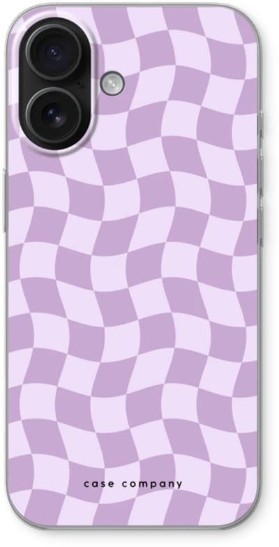 Case Company® - Hoesje geschikt voor iPhone 16 hoesje - Grid Paars - Soft Cover Telefoonhoesje - Bescherming aan alle Kanten en Schermrand