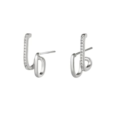 Oorbellen Etcetera | Sieraden | Oorbellen | Juwelen | Twirl | Zilver | Koper | Zirkonia | 1.7 cm | Vrouwen | Yehwang