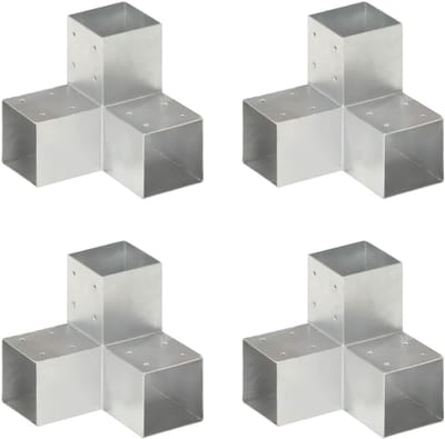 Paalverbindingen Y-vorm - Balkverbindingen Hoekstukken - Tuinconstructies Bouwen - Gegalvaniseerd Metaal - 91x91 mm - Zilver