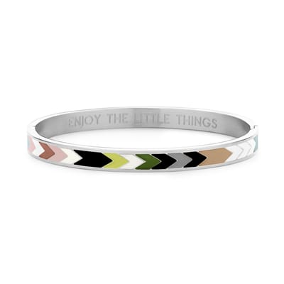 CO88 Collection Majestic 8CB-90366 Stalen Bangle met Multi Kleuren - One-size (58 x 49 x 6 mm) - Zilverkleurig / Multi Kleuren