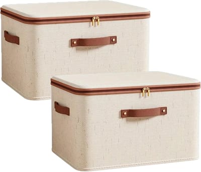 Stoffen opbergboxen 2 stuks - Inklapbare grote capaciteit opbergmand - Ademende stof organizer - Praktische opbergoplossing voor slaapkamer, woonkamer en studentenkamer - XL,45x35x26cm