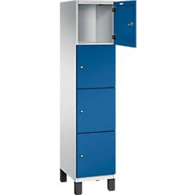 C+P Cambio lockerkast, 1 vak, 4 vakken, op poten, B 400 x D 525 x H 1980 mm, lichtgrijs/ gentiaanblauw