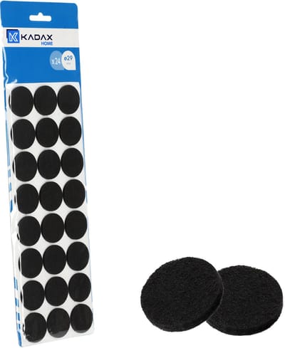 KADAX Universele viltdoppen voor vloerbescherming, zelfklevende meubelglijders van vilt, stoelglijders met ideale kleefkracht, zachte vilten pads voor meubelpoten (rond, zwart, diameter 29 mm, 1