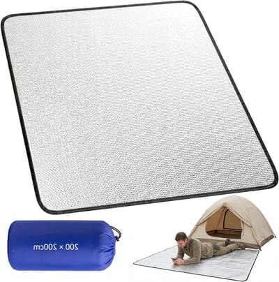SnelShoppen - Aluminium Isomat Schuimmat Slaapmat - Isolerende Camping Vloermat - Licht en Draagbaar - Opvouwbare Tentmat 200x200cm Zilver - Perfect v