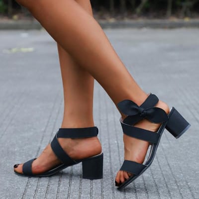 Chaussures Femme Grande Taille Été Nouveau Mode Décontracté Talon Plat Épais Sandales Tout-Aller Nœud Femme 41 noir