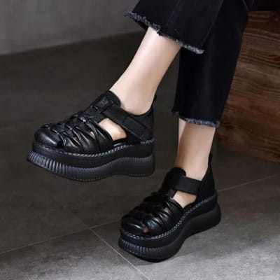Damesschoenen Gespsluiting Damessandalen Mode Bedekte Hak Casual Sandalen Dames Nieuwe Best Seller Effen Gesloten Teen Sandalen 36