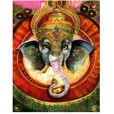 Diamant Schilderij Indiase Olifant Boeddha Ronde Boor Diamant Borduurwerk Kruissteek 20X30CM black